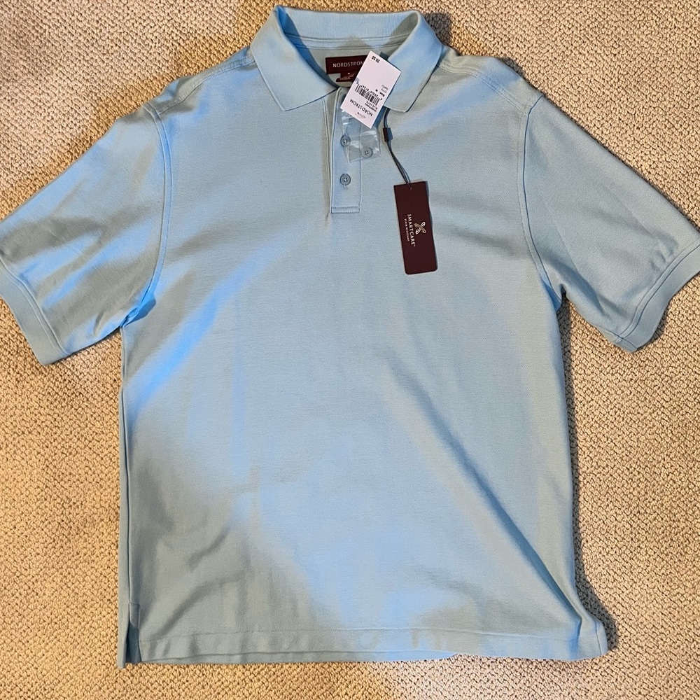 Nordstrom brand light blue Polo shirt, M, NWT